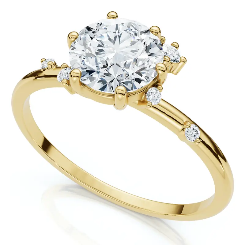 1Ct Diamond Flame Engagement Ring 14K Gold Lab Grown Ef/Vs 1