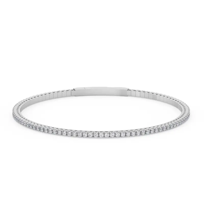 1Ct Diamond Flexible Oval Bangle Women's Bracelet 14K White Gold Lab Grown Size: 6.75 1