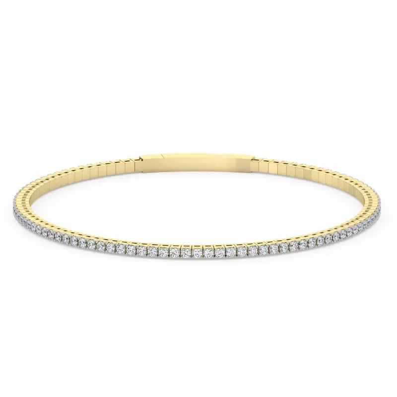 1Ct Diamond Flexible Oval Bangle Women's Bracelet 14K Yellow Gold Lab Grown Size: 6.75 1