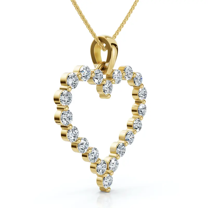 1Ct Diamond Heart Pendant 10K Gold Lab Grown 18" Women's Necklace Size: 1" Tall 1