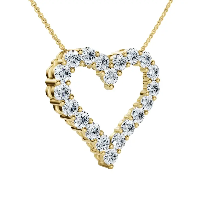 1Ct Diamond Heart Pendant 14K Gold Lab Grown 3/4" Tall Necklace 1