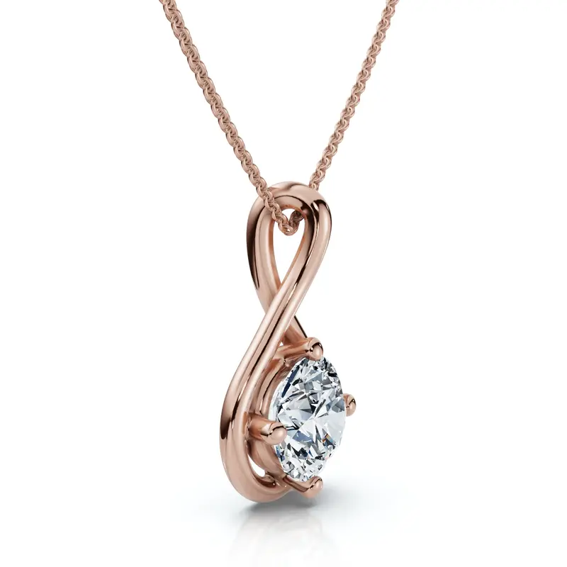 1Ct Diamond Infinity Pendant 14K Gold Necklace 18" Lab Grown Ef/Vs 1