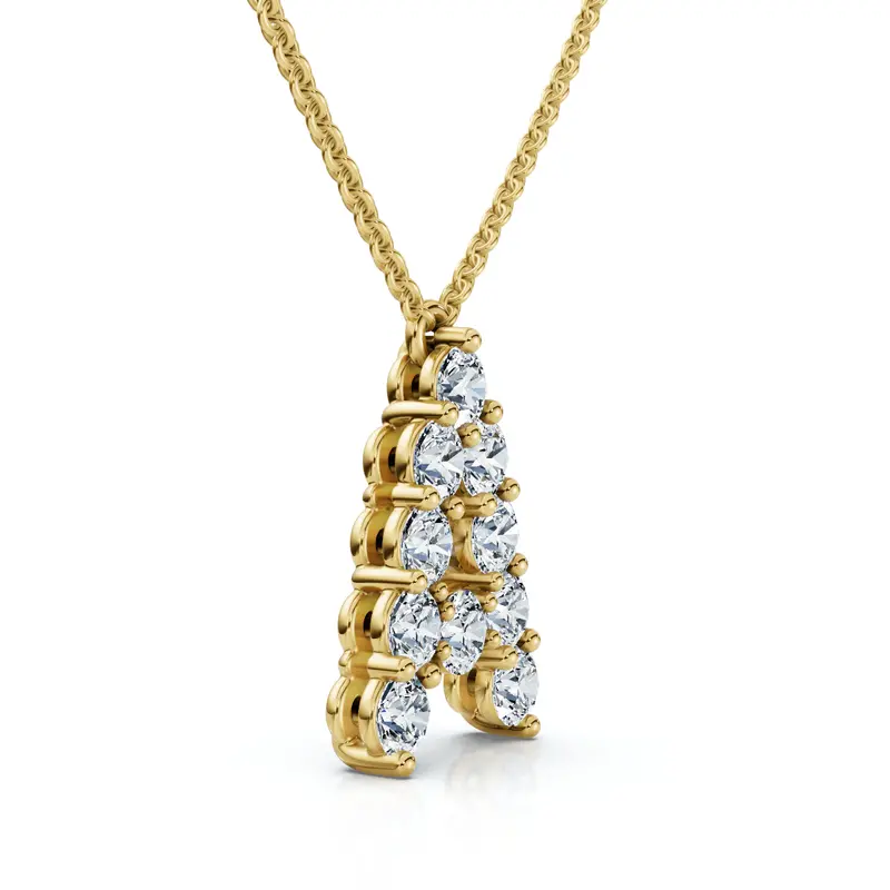 1Ct Diamond Initial "A" Pendant 14K Gold 18" Necklace Lab Grown 5/8" Tall 1