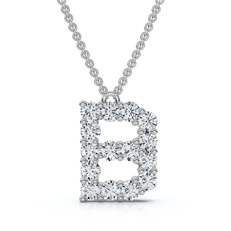 1Ct Diamond Initial "B" Pendant 14K Gold 18" Necklace Lab Grown 5/8" Tall 1