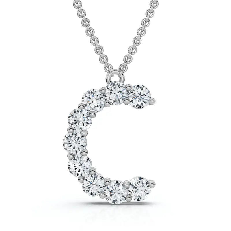 1Ct Diamond Initial "C" Pendant 14K Gold 18" Necklace Lab Grown 5/8" Tall 1