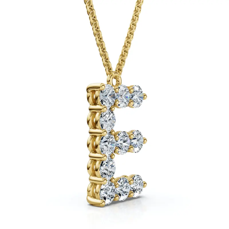 1Ct Diamond Initial "E" Pendant 14K Gold 18" Necklace Lab Grown 5/8" Tall 1