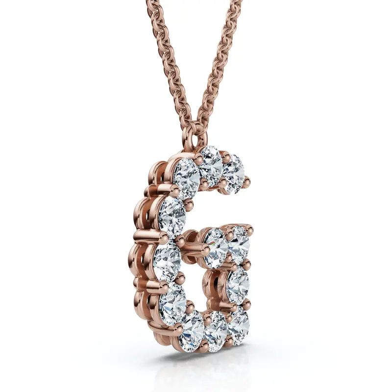 1Ct Diamond Initial "G" Pendant 14K Gold 18" Necklace Lab Grown 5/8" Tall 1