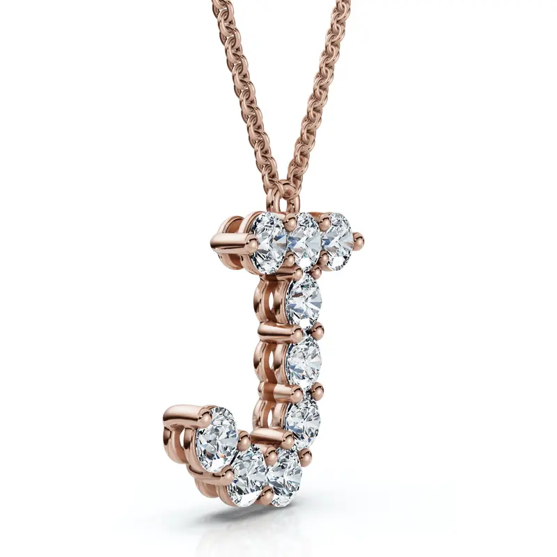 1Ct Diamond Initial "J" Pendant 14K Gold 18" Necklace Lab Grown 5/8" Tall 1