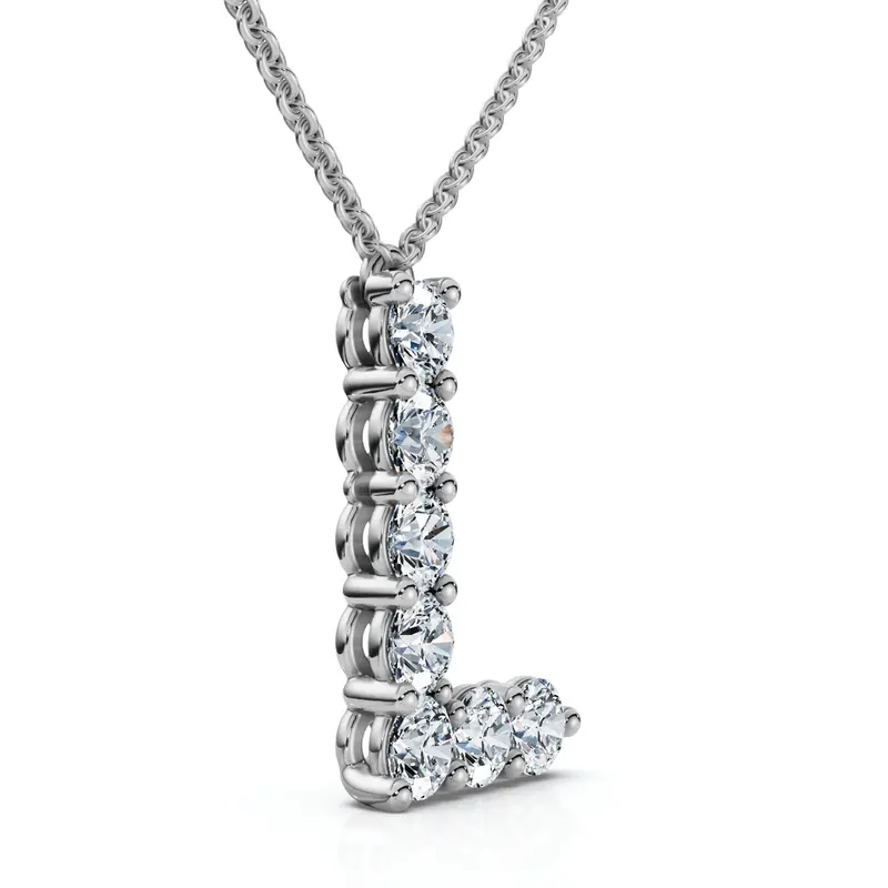 1Ct Diamond Initial "L" Pendant 14K Gold 18" Necklace Lab Grown 5/8" Tall 1