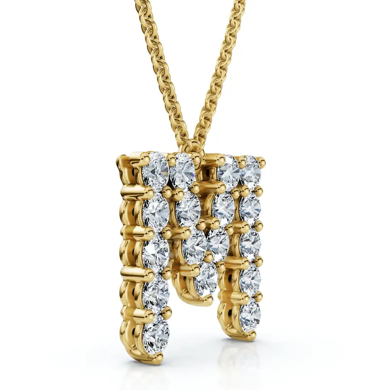 1Ct Diamond Initial "M" Pendant 14K Gold 18" Necklace Lab Grown 5/8" Tall 1