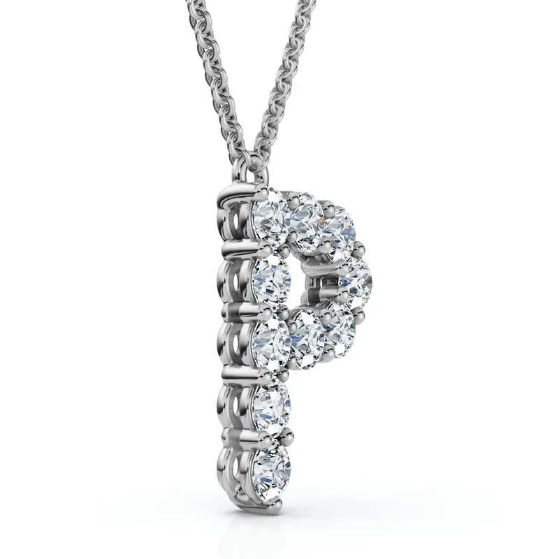 1Ct Diamond Initial "P" Pendant 14K Gold 18" Necklace Lab Grown 5/8" Tall 1