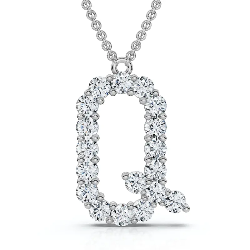 1Ct Diamond Initial "R" Pendant 14K Gold 18" Necklace Lab Grown 5/8" Tall 1