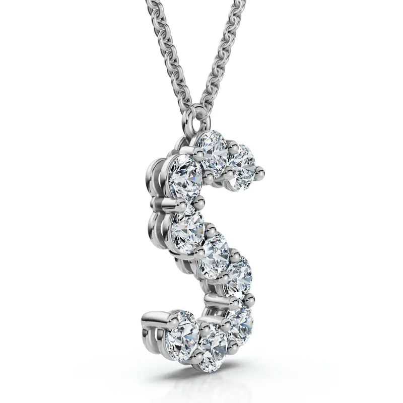 1Ct Diamond Initial "S" Pendant 14K Gold 18" Necklace Lab Grown 5/8" Tall 1