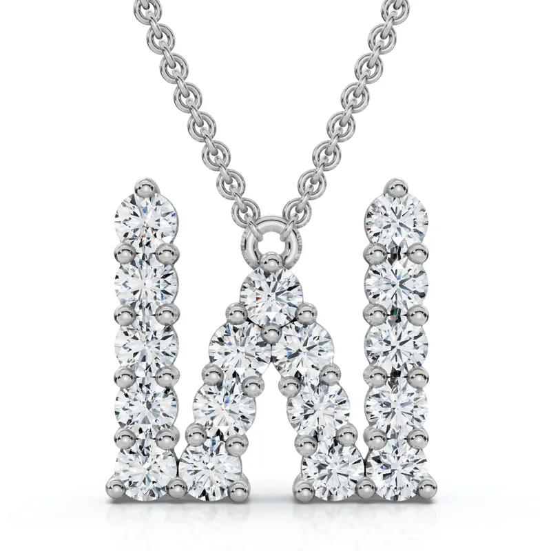 1Ct Diamond Initial "W" Pendant 14K Gold 18" Necklace Lab Grown 5/8" Tall 1