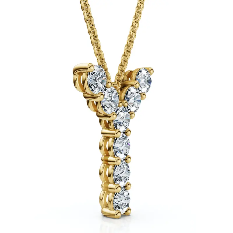 1Ct Diamond Initial "Y" Pendant 14K Gold 18" Necklace Lab Grown 5/8" Tall 1