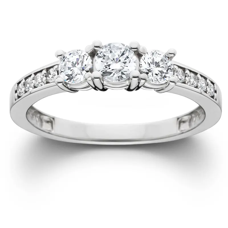 1Ct Diamond Lab Grown 3-Stone Engagement Ring White Yellow Rose Gold Or Platinum 1