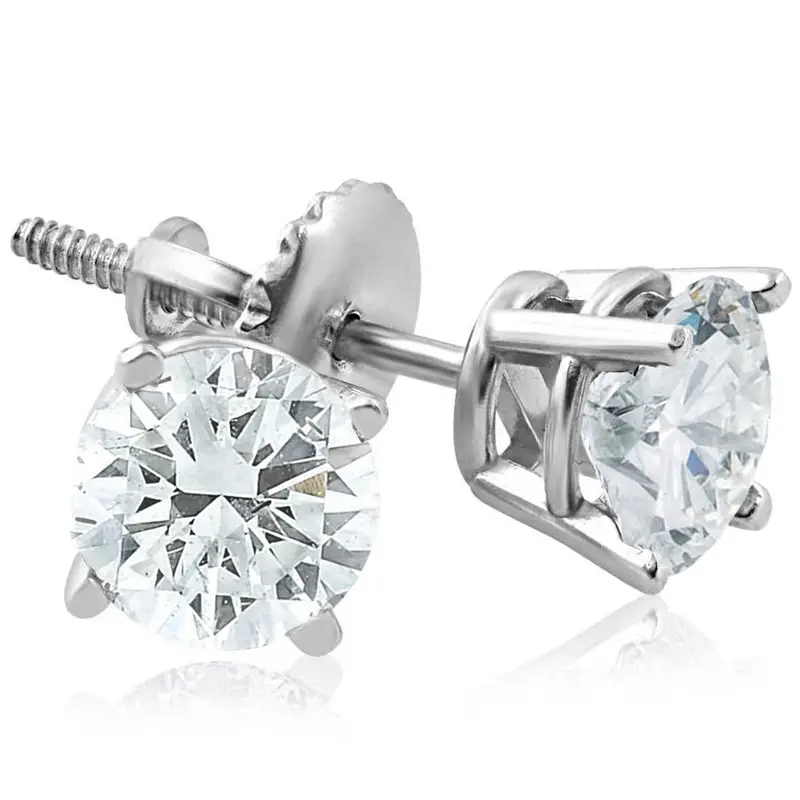1Ct Diamond Studs Platinum With Screw Backs 1