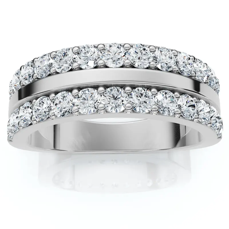 1Ct Diamond Wedding Double Row Anniversary Ring Gold Lab Grown 1