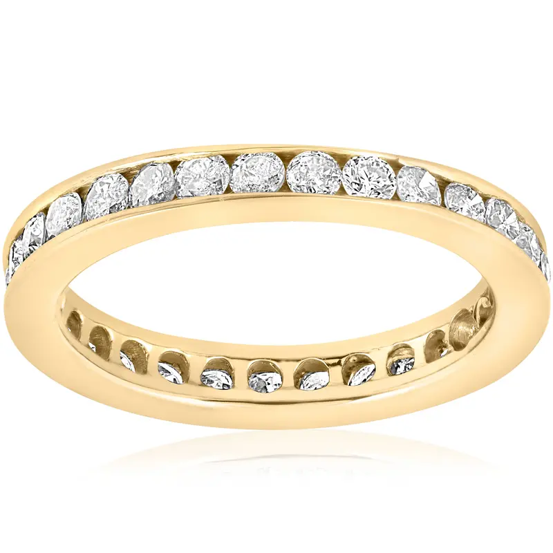 1Ct Diamond Wedding Eternity Stackable 14K Yellow Gold Ring Channel Set Size Selectable 1