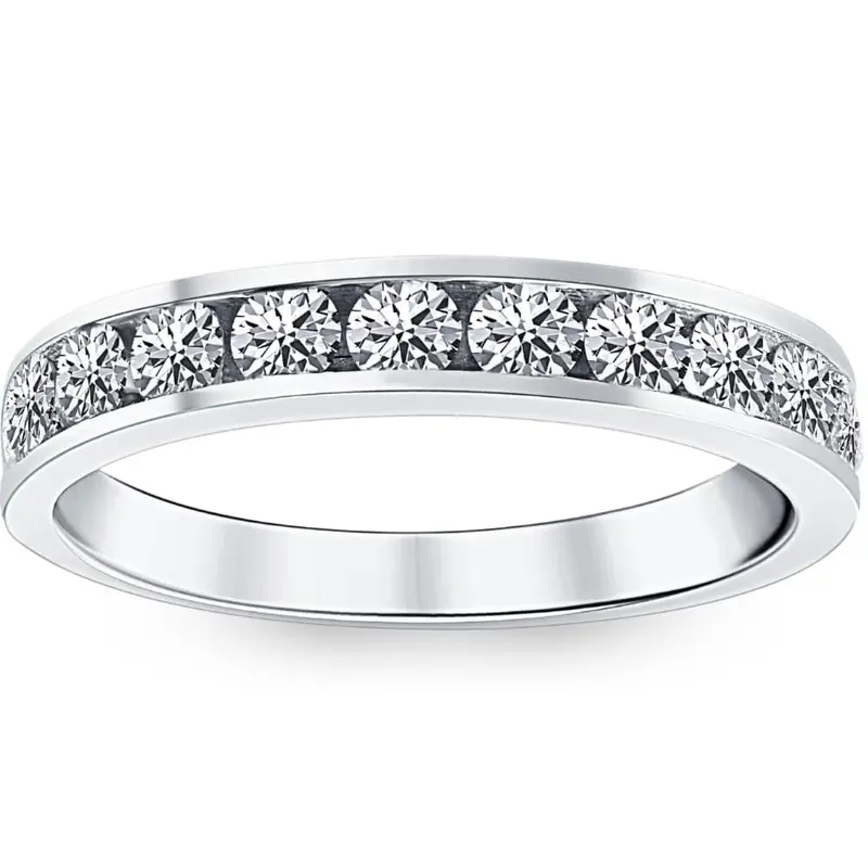 1Ct Diamond Wedding Ring 14K White Gold Size Selectable 1
