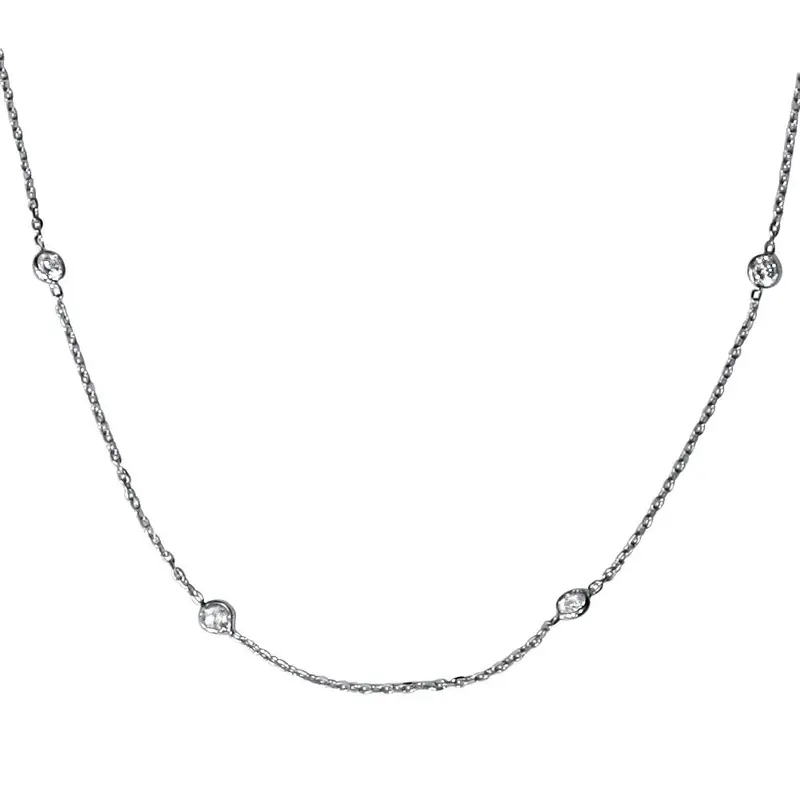 1Ct Diamonds Bezel Station 18" 14K White Gold Womens Necklace 1