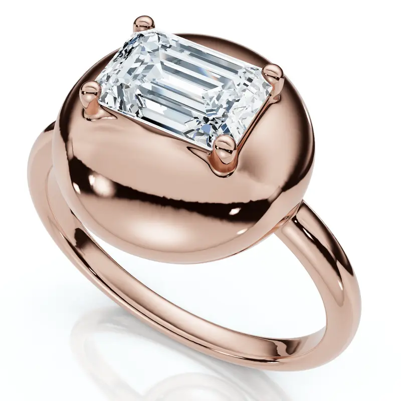 1Ct Emerald Cut Solitaire Candy Button Diamond Ringlab Grown 1