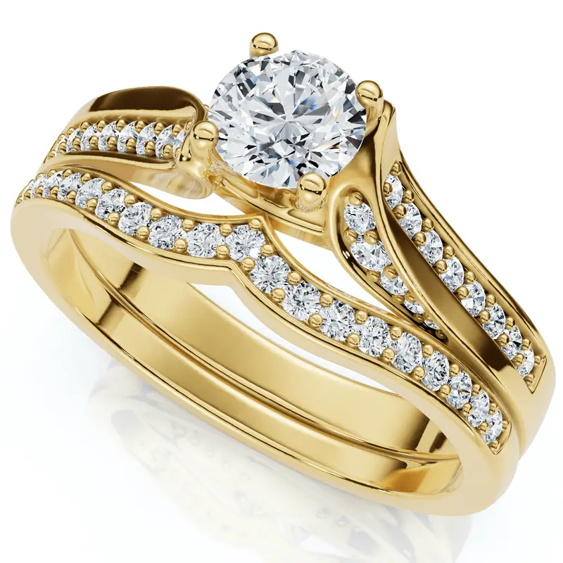 1Ct Engagement Wedding Ring Set 14K Gold Or Platinum Lab Grown 1