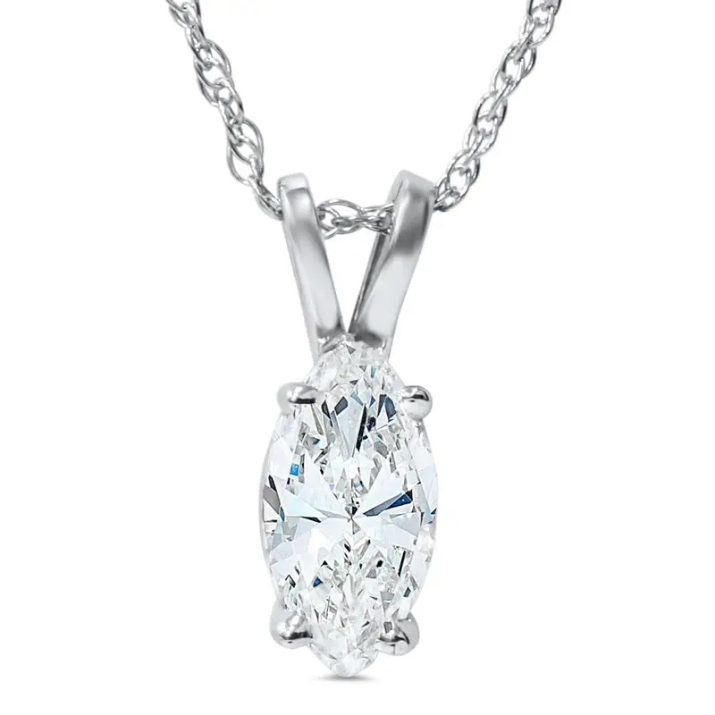 1Ct Fancy Marquise Diamond Solitaire Pendant 14K White Gold 1