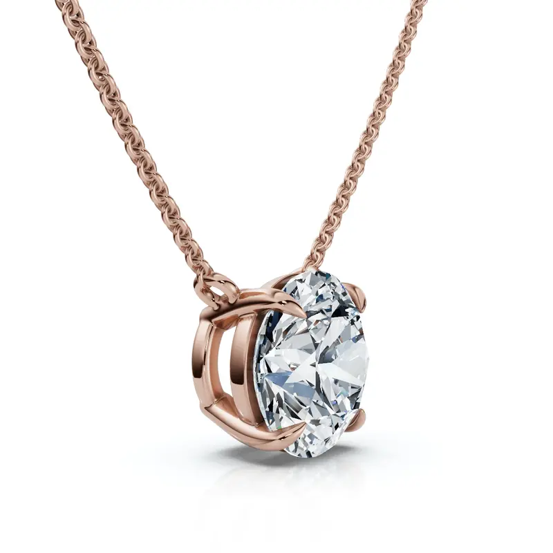 1Ct Floating Solitaire Diamond Pendant 14K Gold Women's 18" Necklace Lab Grown 1