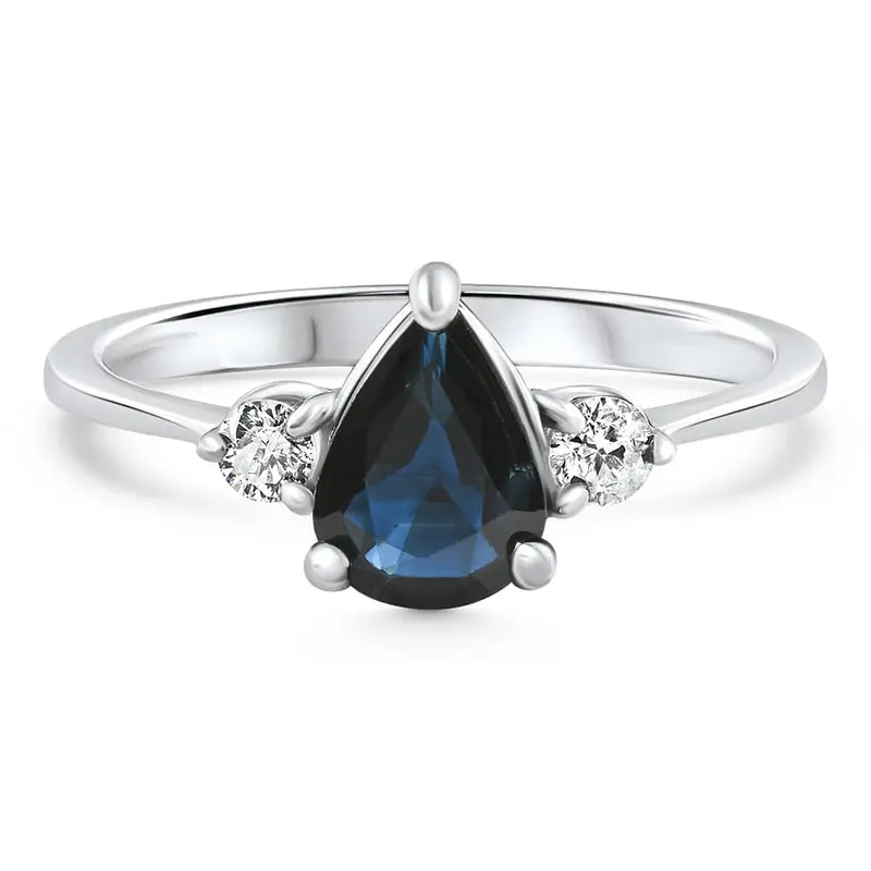 1Ct Genuine Blue Sapphire & Diamond Engagement Anniversary Ring 10K Gold 1