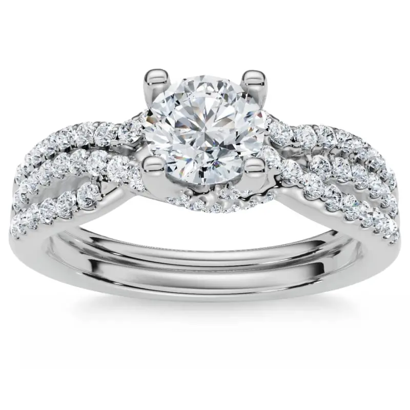 1Ct Infinity Diamond Engagement Wedding Ring Set 14K White Gold Size Selectable 1