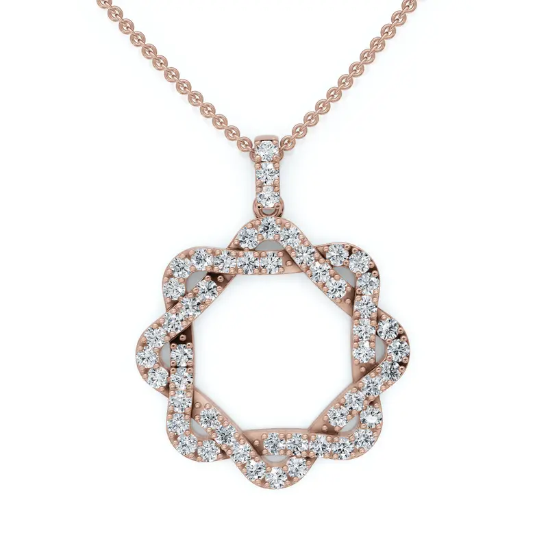 1Ct Intertwined Circle Diamond Pendant Women's Gold Necklace Lab Grown 1
