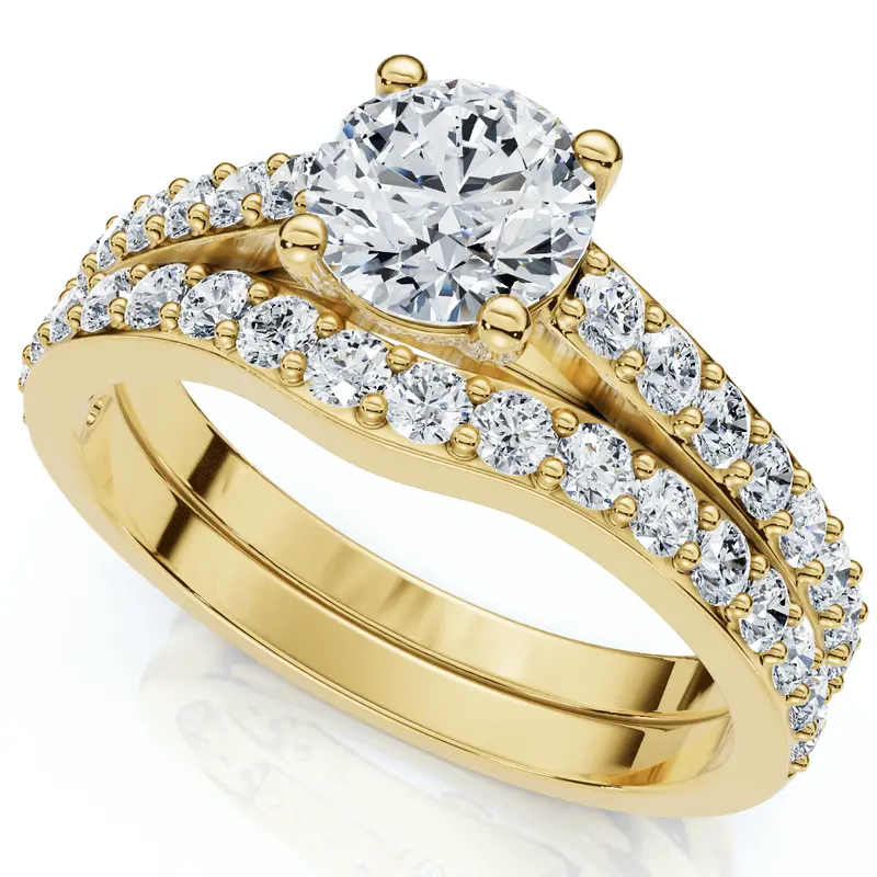 1Ct Jessi Diamond Engagement Wedding Ring Set 14K Gold Lab Grown 1