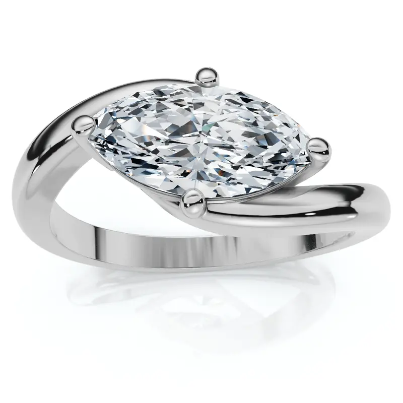 1Ct Marquise Diamond Solitaire Curve East To West Ring Gold Lab Grown Gold 1