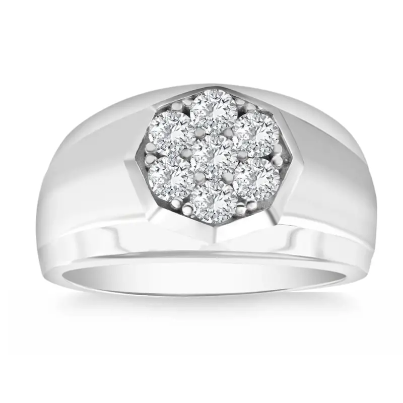 1Ct Men's 7 Stone Diamond Ring In 14K Gold Lab Grown 1