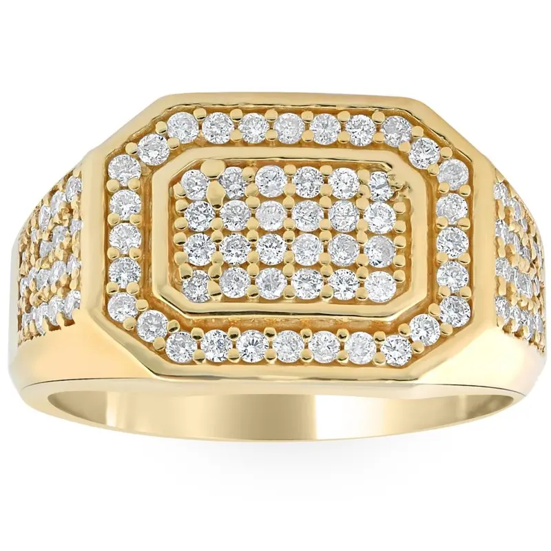 1Ct Men's Diamond Ring 10K Yellow Gold 1