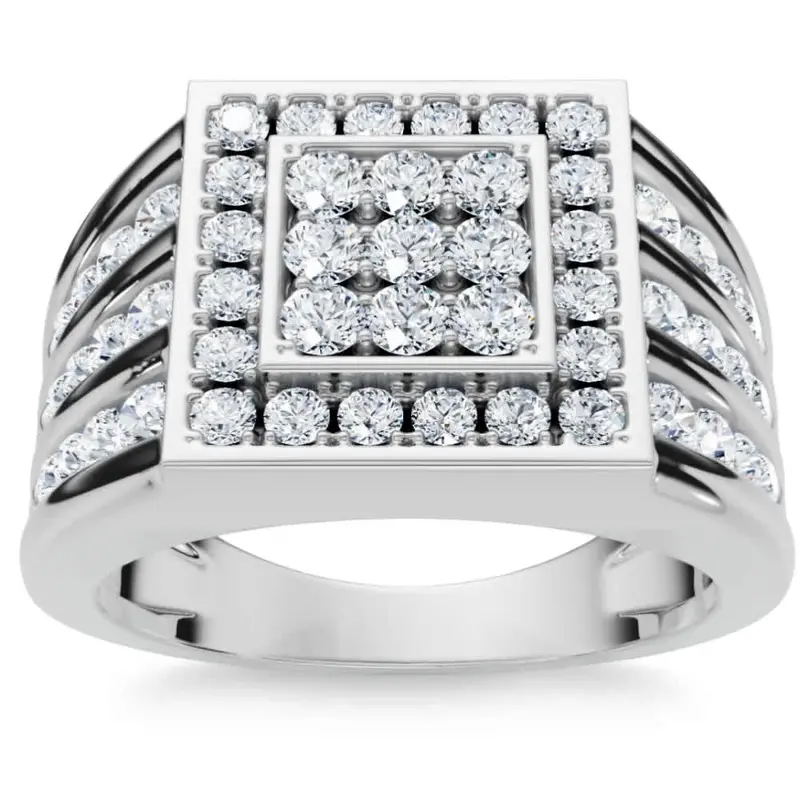 1Ct Men's Diamond Ring In 14K Gold Lab Grown 1