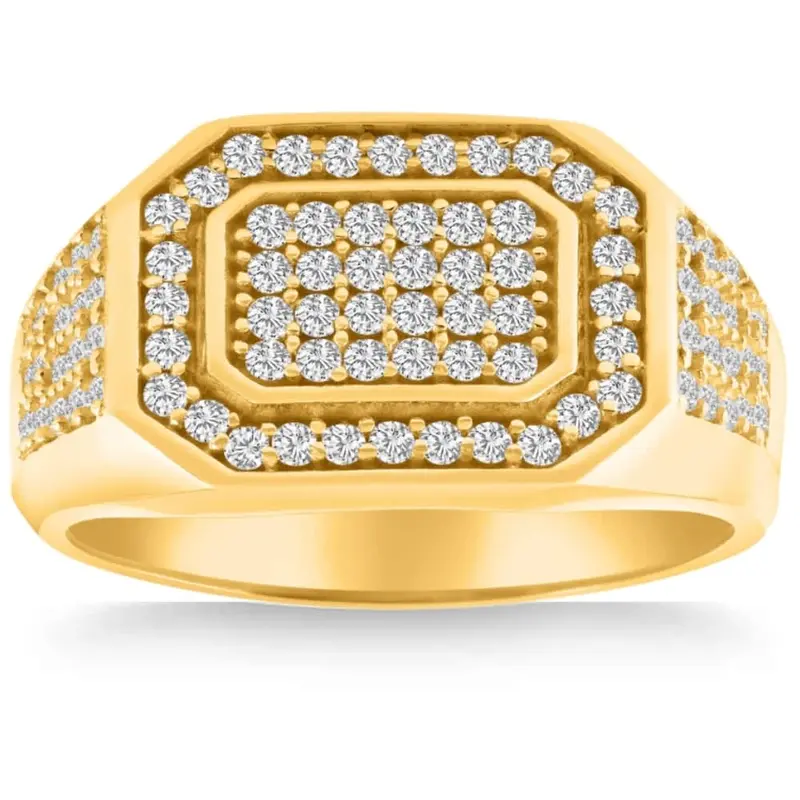 1Ct Men's Diamond Ring In 14K Gold Lab Grown 1