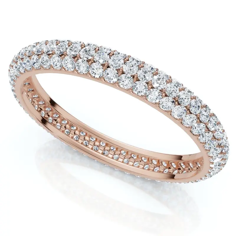 1Ct Pave Diamond Eternity Ring 14K Gold Lab Grown 1
