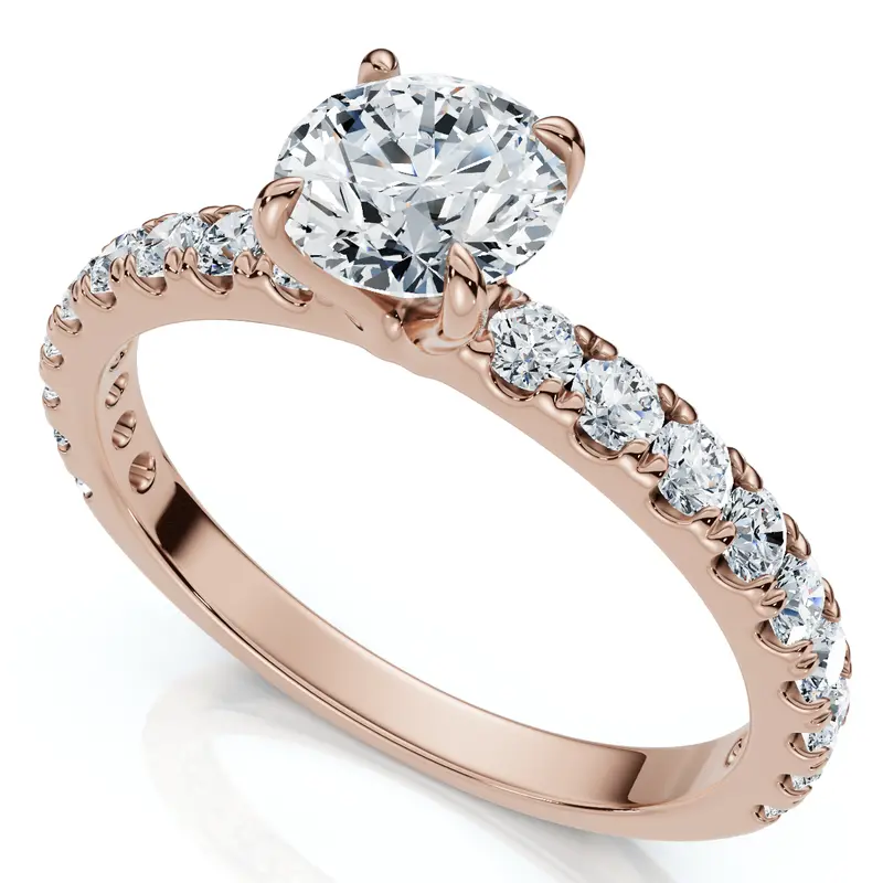 1Ct Pave Diamond Round Cut Engagement Ring Gold Lab Grown 1