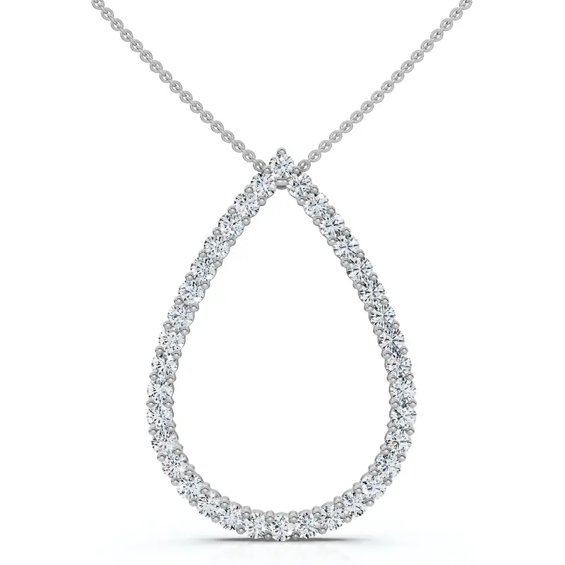 1Ct Pear Shape Diamond Pendant White Or Yellow Gold Lab Grown 1.25" Tall 1