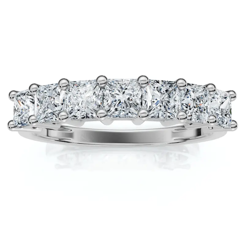1Ct Princess Cut 7-Stone Diamond Wedding Ring Womens Band Gold Lab Grown 1