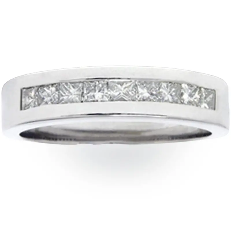 1Ct Princess Cut Diamond Wedding Mens 14K White Gold Ring Size Selectable 1
