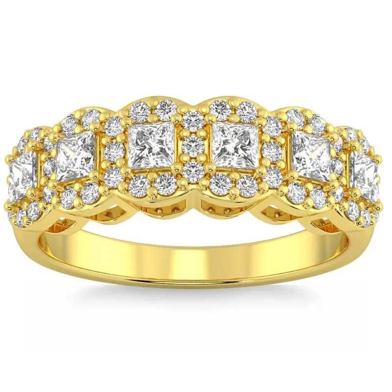 1Ct Princess Cut Diamond Wedding Ring Stackable Band 14K Gold Lab Grown 1