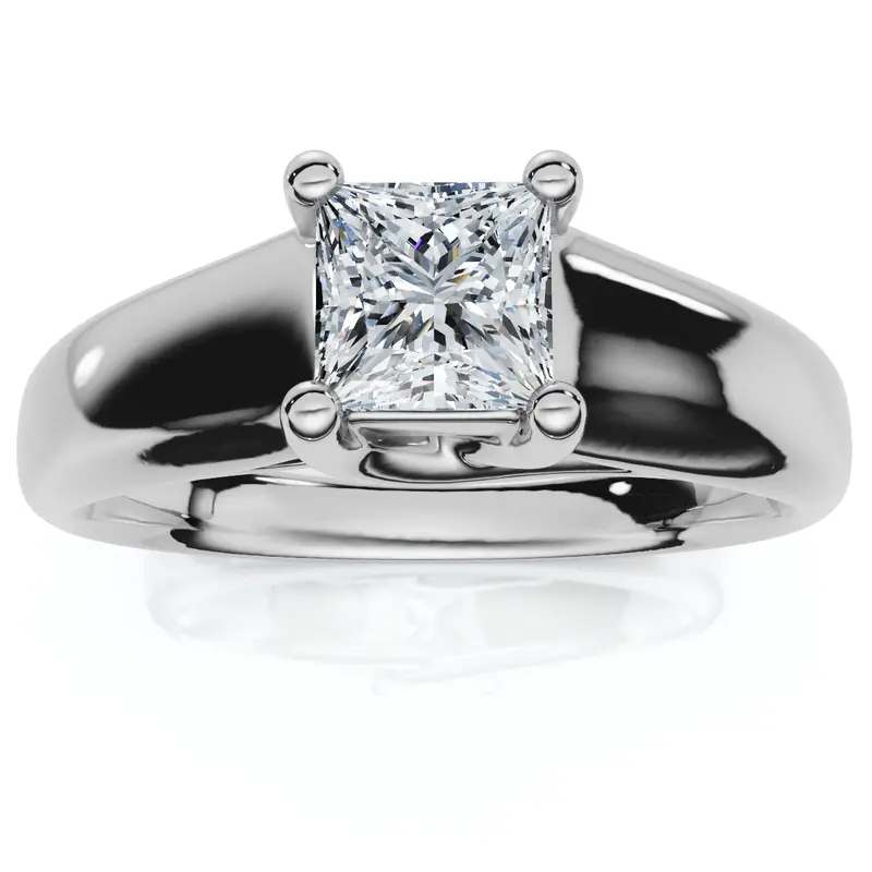 1Ct Princess Cut Lab Grown Diamond Solitaire Engagement Ring 14K White Gold Size Selectable 1