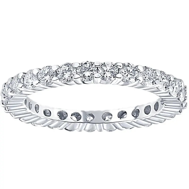 1Ct Prong Lab Grown Diamond Eternity Wedding Stackable Ring 14K White Gold Size Selectable 1