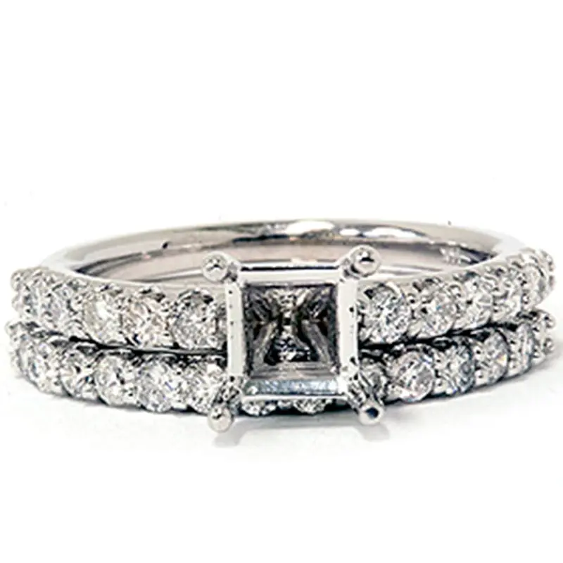 1Ct Si Half Eternity Diamond Wedding Ring Set 14K White Gold Size Selectable 1