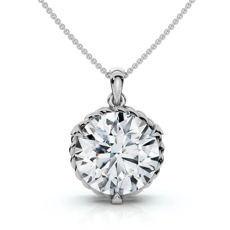 1Ct Solitaire Braided Diamond Pendant 14K Gold 18" Necklace Lab Grown Ef/Vs 1