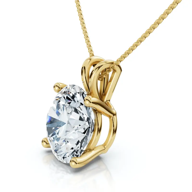 1Ct Solitaire Diamond Pendant 14K Gold Lab Grown 18" Necklace 1
