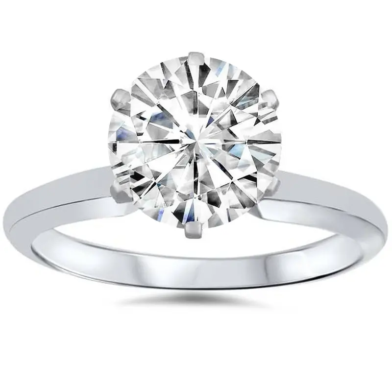 1Ct Solitaire Moissanite Engagement Ring Round Brilliant 14K White Gold 1